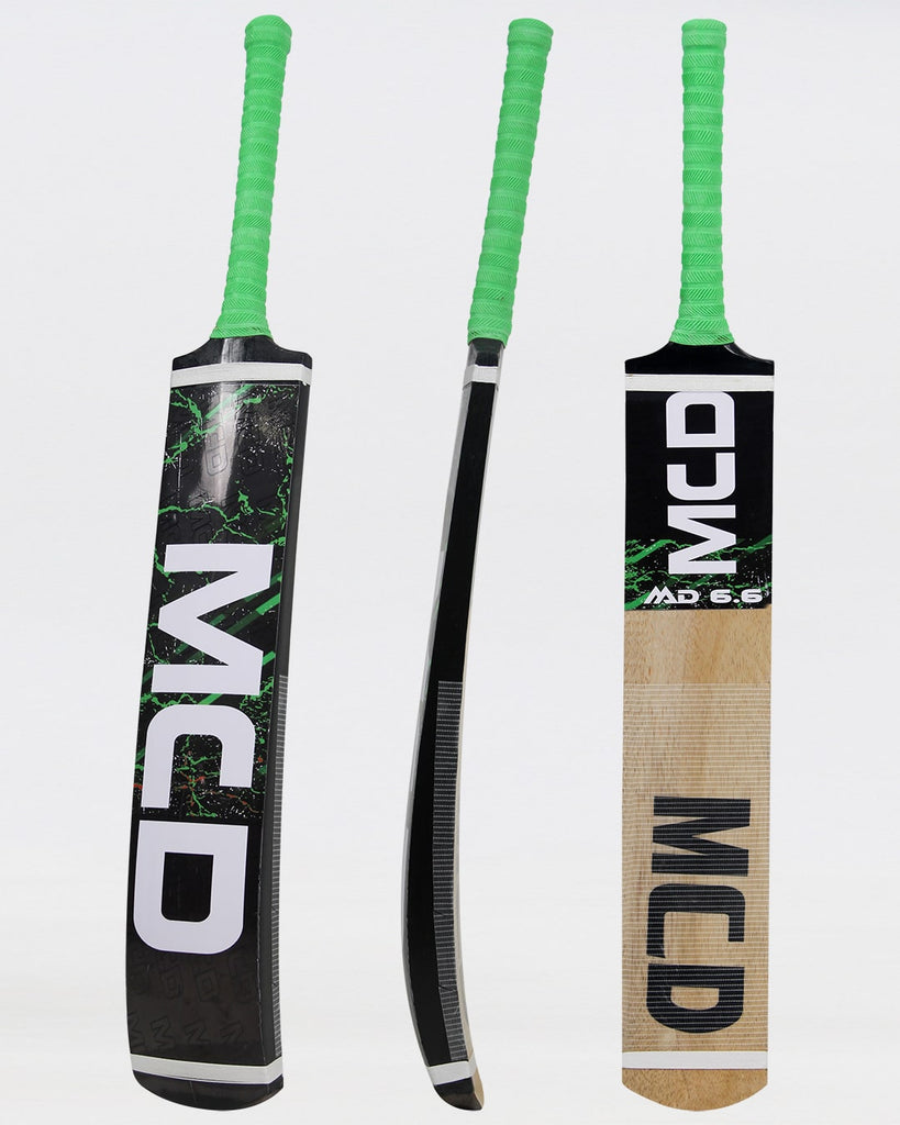 MCD COCONUT WOOD TAPE BALL CRICKET BAT BLACK&GREEN 6.6