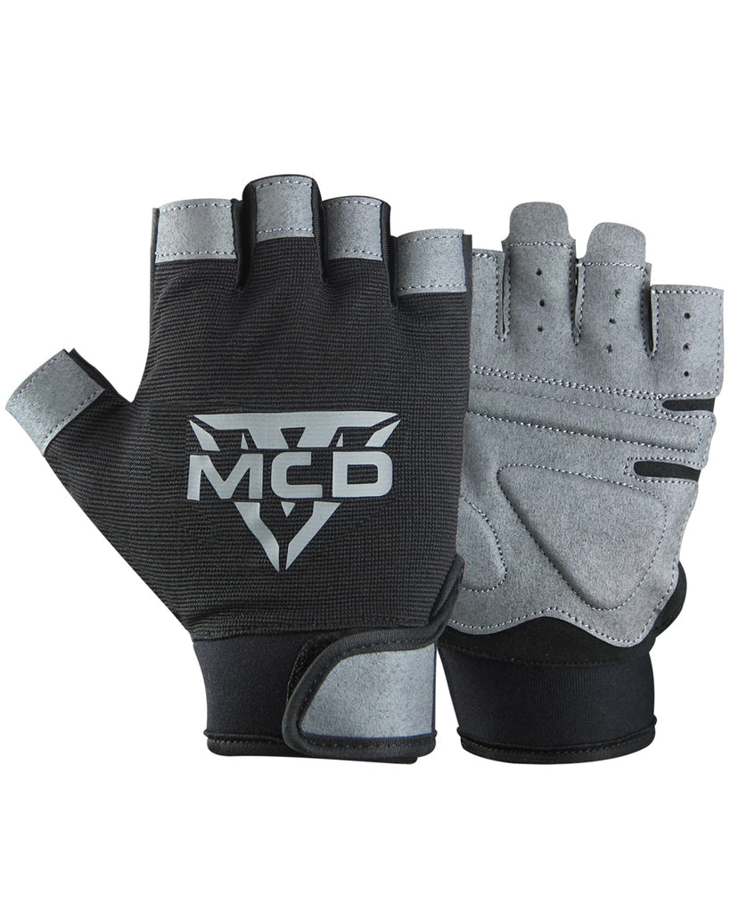 MCD Gym Gloves Cut Finger Grey Black