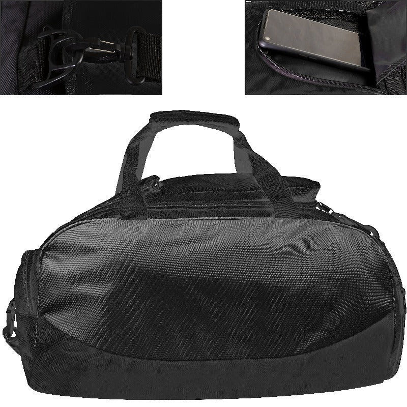 MCD GYM KIT DUFFLE BAG - BACKPACK STRAPS & SHOES COMPARTMENT BLACK